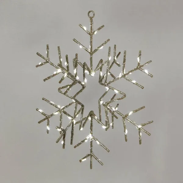 14" Battery Operated Twinkling Gold Glitter Snowflake LED Christmas Novelty Silhouette Light - Wondershop