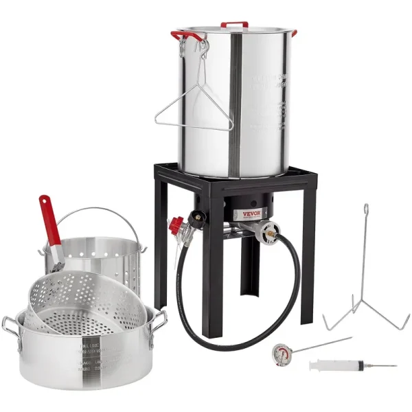 Masterbuilt 30QT Aluminum Turkey Deep Fryer Kit with High - Pressure Burner for Outdoor Use, Includes Poultry Rack and Thermometer