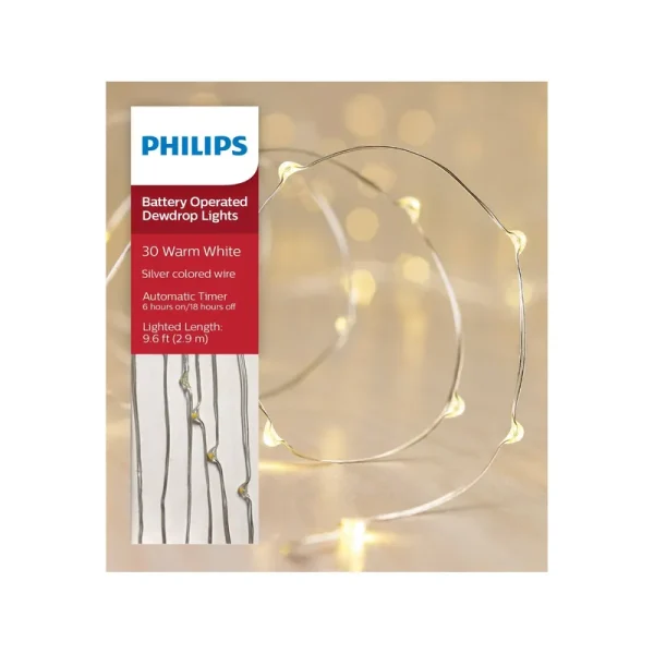 Philips Dewdrop Fairy String Lights, Warm White - 30 count