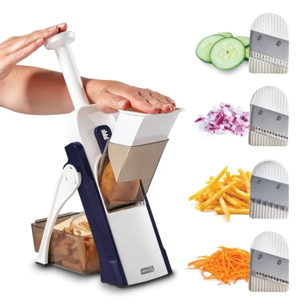 Dash Safe Slice Mandoline Slicer Julienne + Dicer for Vegetables Meal Prep & More with 30+ Presets & Thickness Adjuster - Midnight Navy