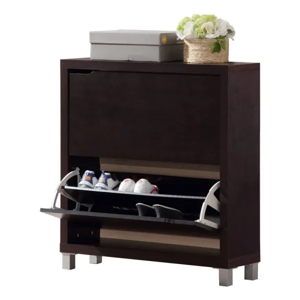 Baxton Studio Simms Dark Brown Modern Shoe Cabinet