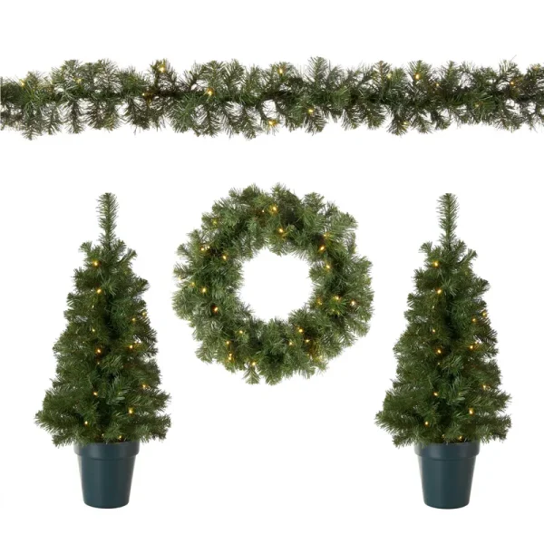 National Tree Promotional Assortment with Battery Operated LED Lights - Green