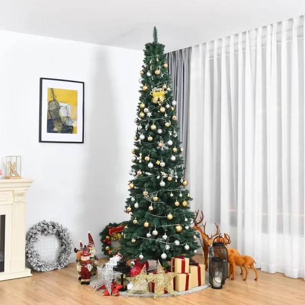 Costway 5ft PVC Artificial Pencil Christmas Tree Slim Stand Green