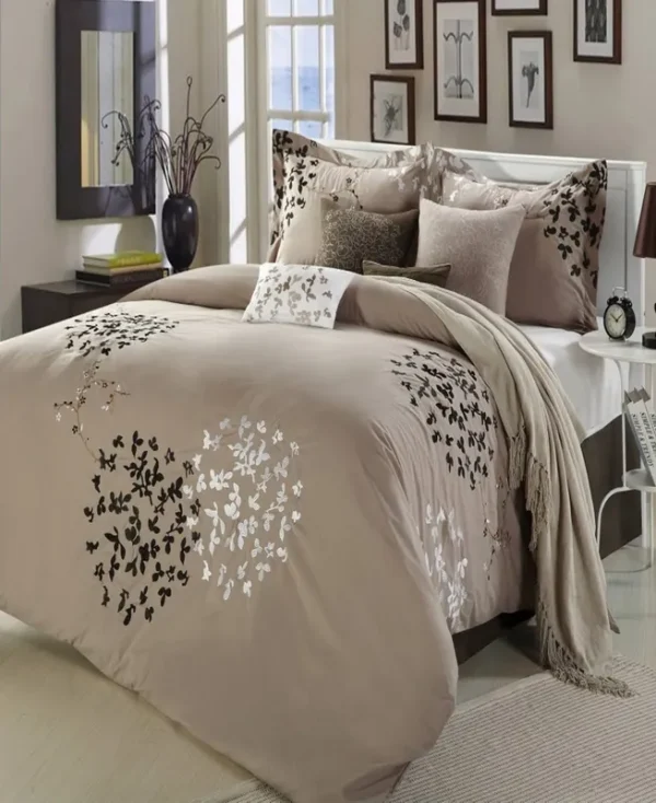Chic Home Cheila 8 Piece Embroidered Comforter Set Size King Brown