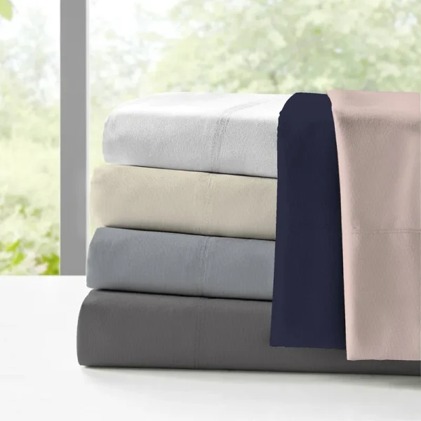 Color Sense 100% Cotton Cool & Crisp Percale Weave Flat Sheet, Full, Light Gray, 1 Piece