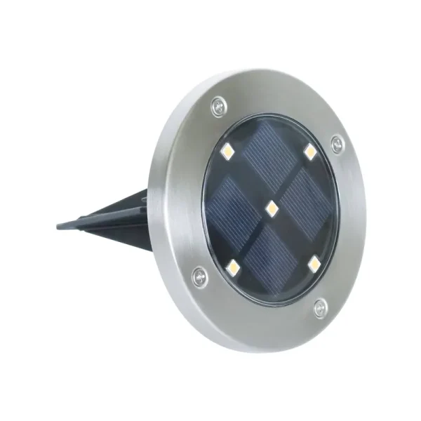 Mainstays Solar Powered Stainless Steel LED Landscape Disc Lights 12 Lumens (4 Count)