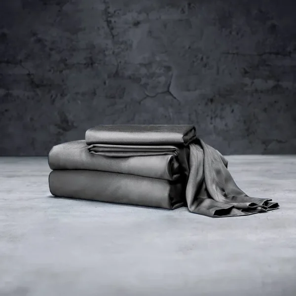 LUXOME Luxury Sheet Set | 100% Viscose from Bamboo | Full Size - Charcoal | Deep Pockets | 4-Piece Set (Fitted, Flat, 2 Pillowcases)