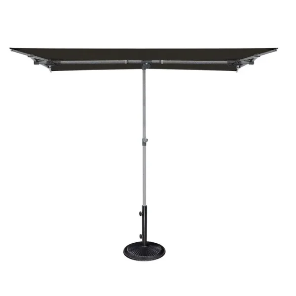 Aleshya 5' x 7' Rectangular Market Umbrella Fabric Color: Canvas Black Sunbrella Canvas