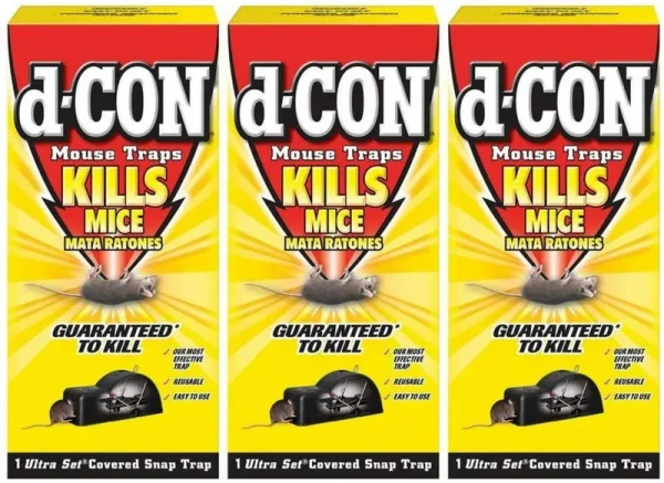 d-CON Reusable Ultra Set Covered Mouse Snap Trap, Pack of 3