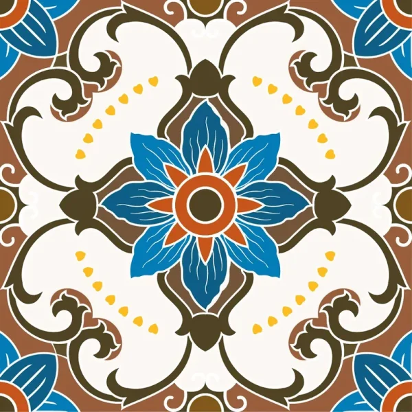 Poromoro Spanish Portuguese Azulejo Style Peel and Stick Backsplash Tile Stickers Set of 16 Pcs (5.9, 54)