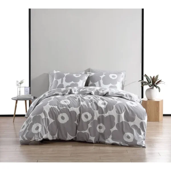 Marimekko Unikko Grey Full / Queen Duvet Cover Set
