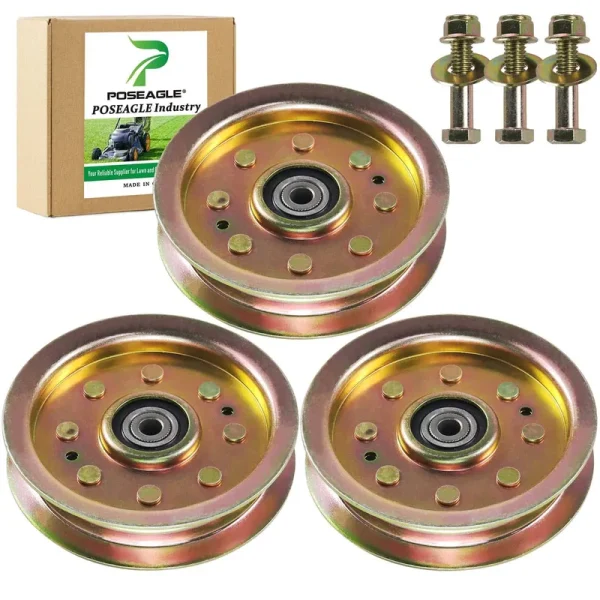 POSEAGLE 3 Pack 756-04129 Flat Idler Pulley for MTD 38" 42" 46" and 54" Decks replaces MTD 956-04129 956-04129B 753-08171 9QCWCRD