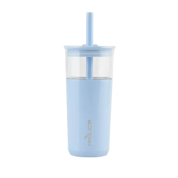 Reduce 20oz Aspen Vacuum Insulated Stainless Steel Glass Tumbler with Lid and Straw Glacier