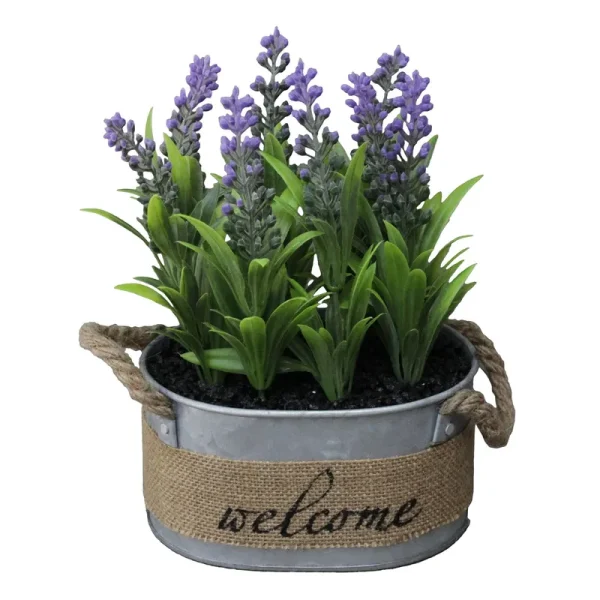 Mainstays Artificial Lavender Plant in Galvanized Tin Planter - Each