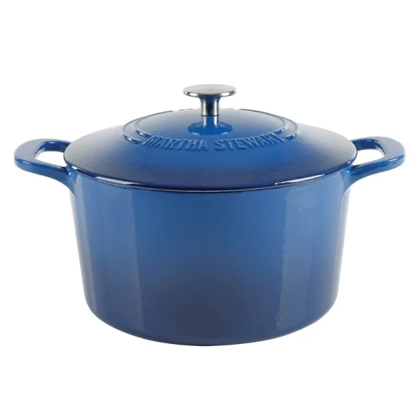 Martha Stewart 7 Quart Enameled Cast Iron Dutch Oven with Lid in Blue Ombre
