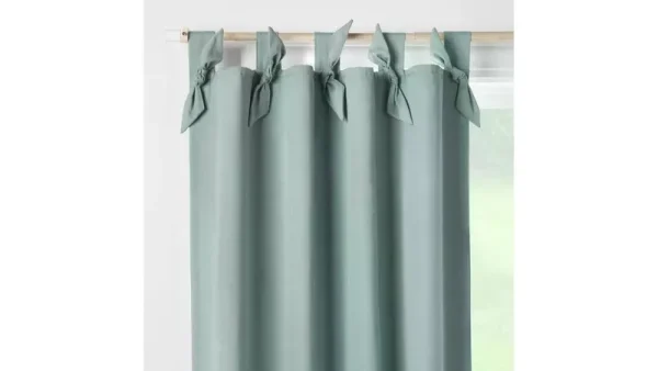 84" Blackout Tie Top Embellished Panel Green with Ties - Pillowfort