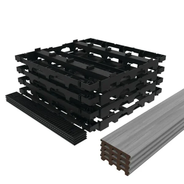 Instadeck 4 ft. x 4 ft. Composite Outdoor Flooring Garapa Gray