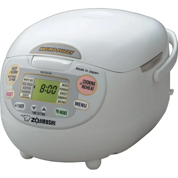 Zojirushi NS - ZCC18WZ Neuro Fuzzy Rice Cooker & Warmer, 10 Cup (Uncooked), Premium White, Made in Japan
