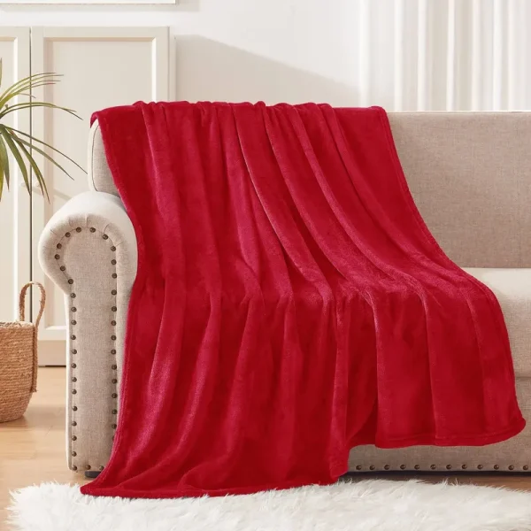 Exclusivo Mezcla Fleece Throw Blanket for Couch/Sofa/Bed,Plush Soft Blankets and Throws,Lightweight and Cozy-50 inch x 60 inch (Red), Size: 50 x 60