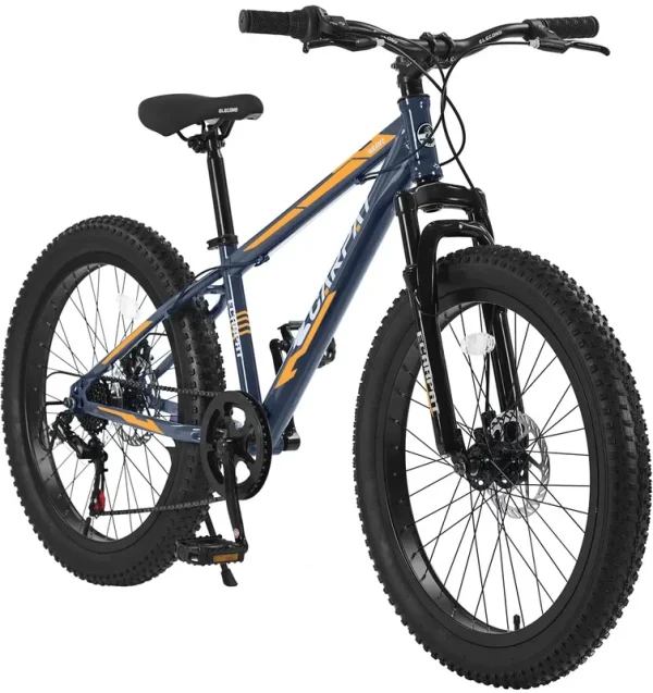24 in Mountain Bike with Fat Tires, Kids Bike with Disc Brakes & Suspension