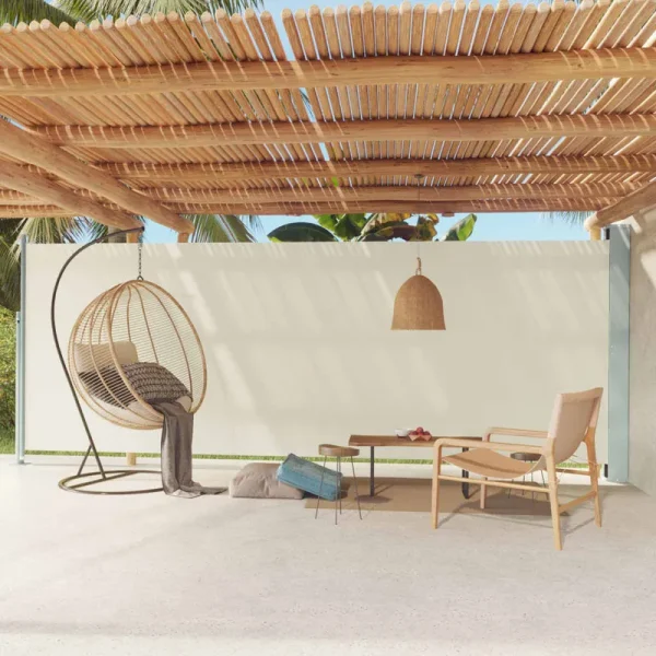 vidaXL Patio Retractable Side Awning 78.7"x236.2" Cream