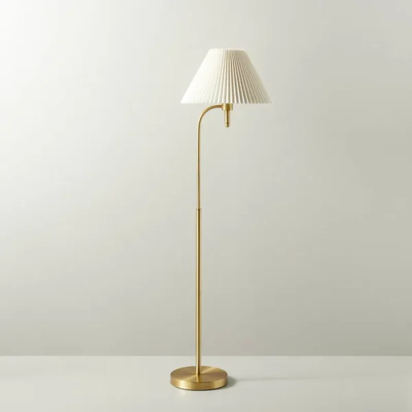 Pleated Shade Metal Floor Lamp Cream/Brass (Includes LED Light Bulb) - Hearth & Hand with Magnolia