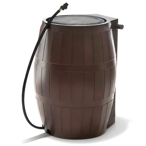 FCMP Outdoor RC4000 Raincatcher 50 Gallon Rain Catcher Barrel, Brown
