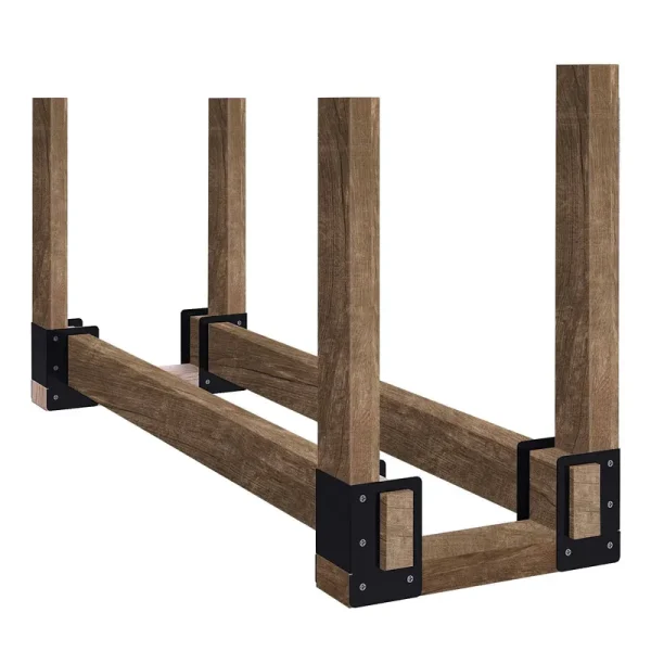 Zhitaoxun 4 Pack Firewood Log Storage Rack Bracket,Indoor Outdoor Adjustable Heavy Duty Powder Coated Steel Holder,Fireplace Wood Storage, Log Holder