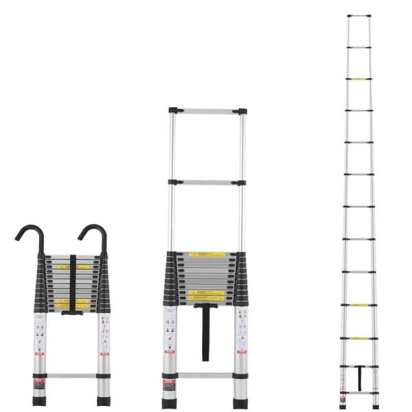 VEVOR Telescoping Ladder, 16.4FT Aluminum Lightweight Extension Ladder, Multi - Button Retraction Collapsible Ladder, 375 lb Capacity with Non - Slip Feet, Portable Compact Ladders for Home, RV, Loft