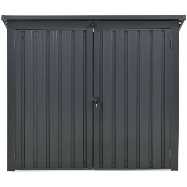 Hanover Galvanized Steel Trash Storage Shed, Dark Gray