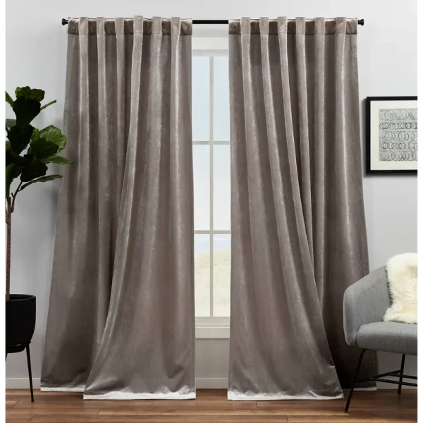 Exclusive Home Curtains Velvet Heavyweight Hidden Tab Top Curtain Panel Pair 52x84 Taupe