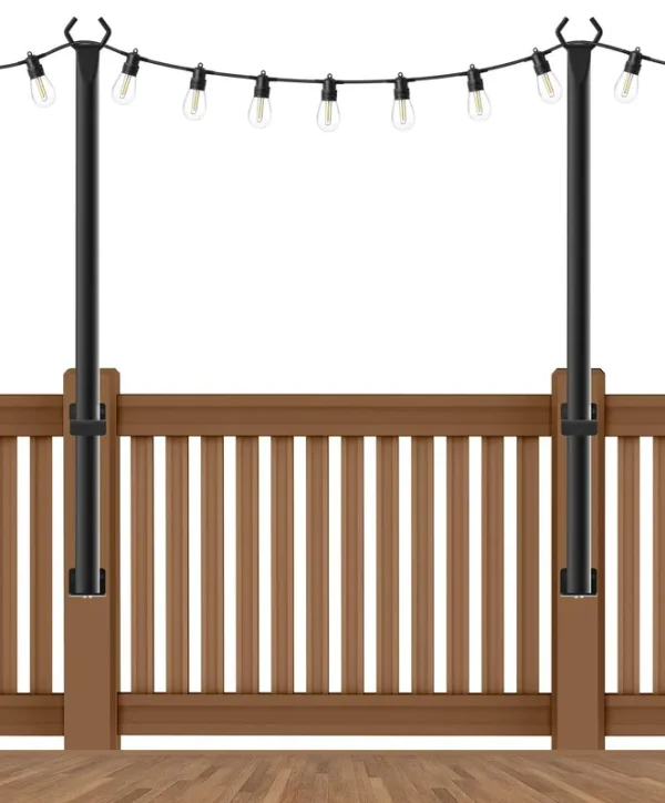 Beizelte 2 Pack 4 ft Hangingfor String Light Poles with Fixing Clips and Suspended Base,Freestanding Outdoor Light Poles for Deck Bistro