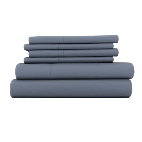 6-Piece Solid Stone Queen Bed Sheet Set