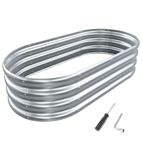 Mofeez Galvanized Raised Garden Bed Kit, 4x2x1 ft Galvanized Planter Raised Beds, Oval Large Metal Raised Garden Beds Outdoor for Vegetables,