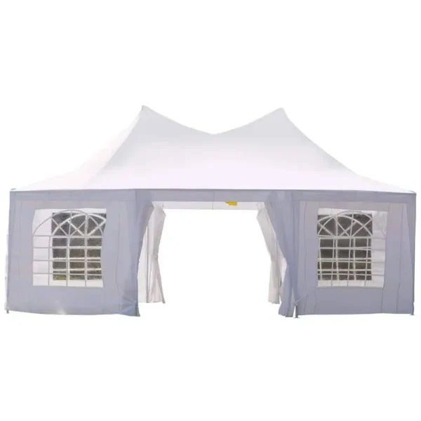 Outsunny 22 x 16 Large Octagon 8-Wall Party Canopy Gazebo Tent - White