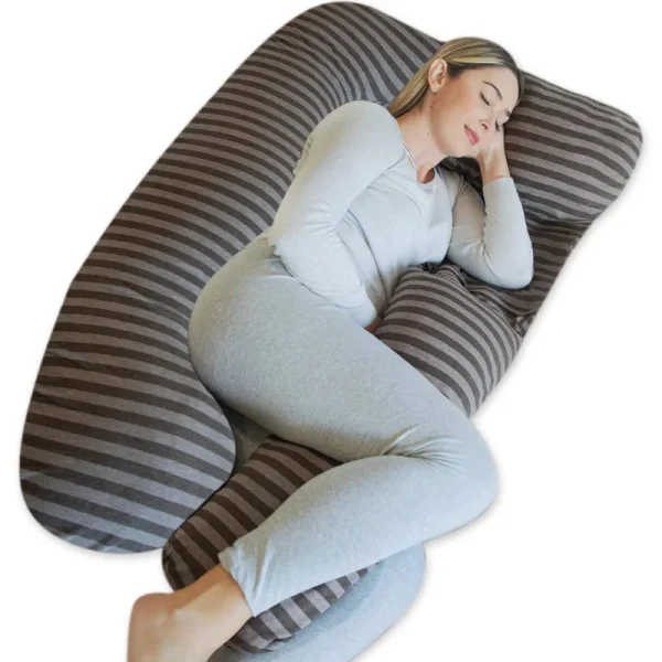 Pharmedoc Pregnancy Pillows U-Shape Full Body Maternity Pillow, Jersey Cover - Walnut
