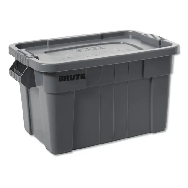 Rubbermaid Commercial Brute Storage Tote with Lid, Gray