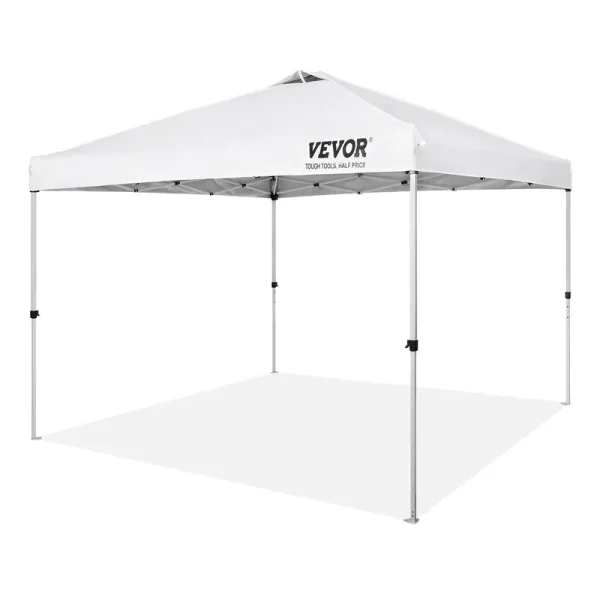 VEVOR Pop Up Canopy Tent, 10 x 10 ft, 250 D PU Silver Coated Tarp, with Portable Roller Bag and 4 Sandbags, Waterproof and Sun Shelter Gazebo for