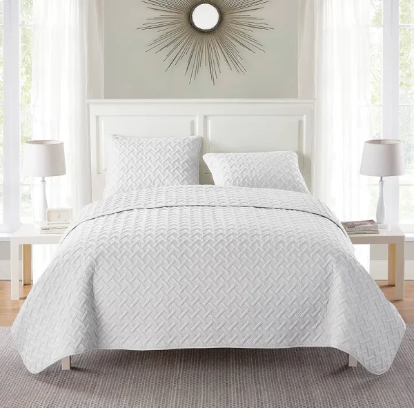 VCNY Nina Embossed Quilt Set White King 3 Piece