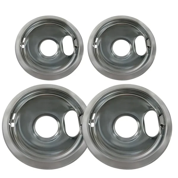 Kitchen Basics 101 4 Pack (2) 6" & (2) 8" Replacement Chrome Pans for Whirlpool W10278125 W10196405 W10196406