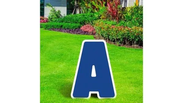 Blue Letter (A) Corrugated Plastic Yard Sign, 24in Birthday Party