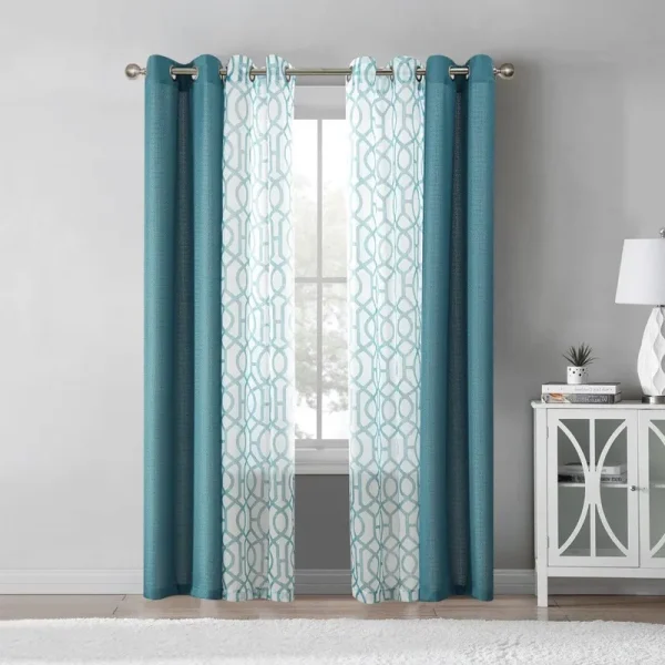 Mainstays Kingswood 4 Piece Window Curtain Set, Green