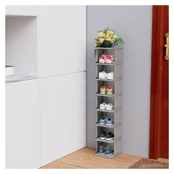 MADSOUKY Shoe Rack 8 Tiers DIY Narrow Stckable Free Standing Shoes Sto