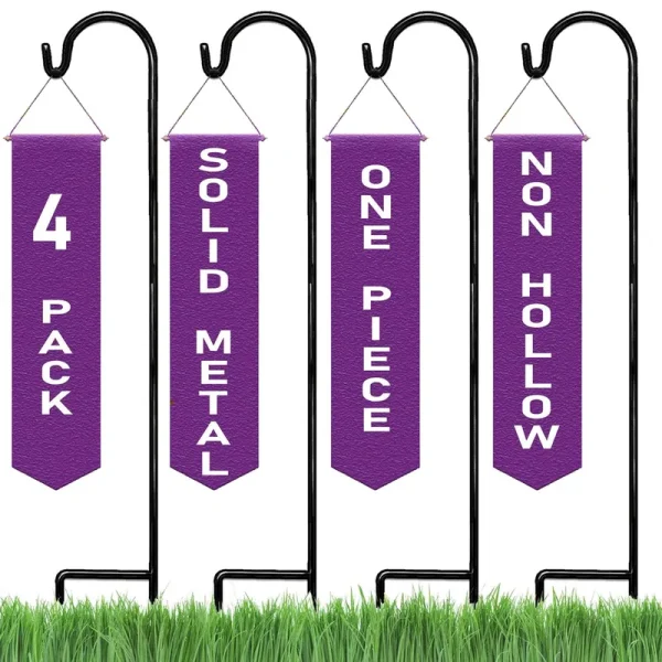 Ashman Shepherd Hook 48 in. (4 Pack), Rust Resistant Steel Hook Ideal for Weddings, Hanging Plant Baskets, Lanterns, Feeders