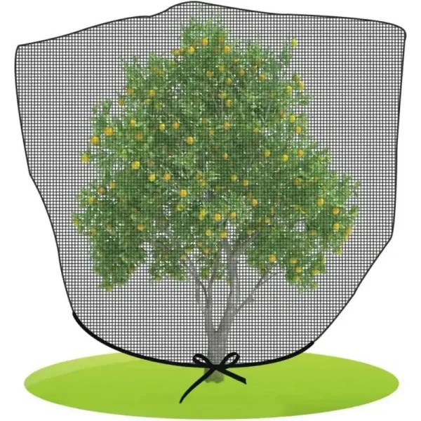 Agfabric 39 in. x 39 in. Bird Netting Insect Barrier Garden Plant Cover, In-Shape Bag with Rope Black