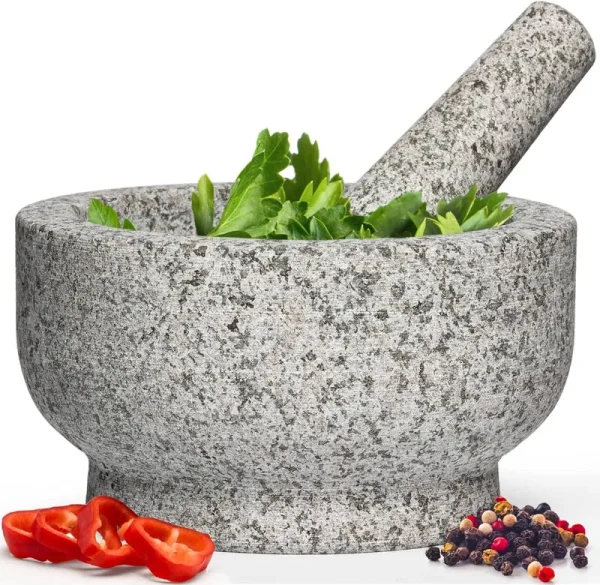 Heavy Duty Natural Granite Extra Large Mortar and Pestle Set