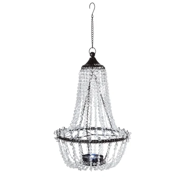 Garden Meadow 23.2-Inch Tall Hanging Metal and Acrylic Solar Chandelier