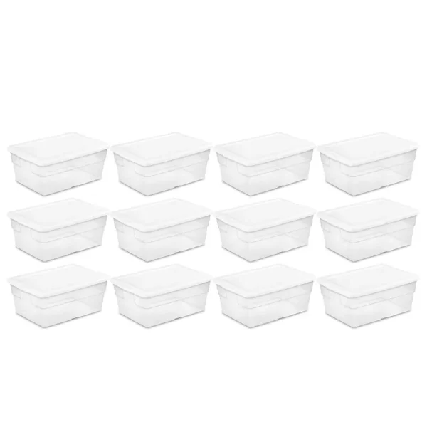 Sterilite 16 Quart Basic Clear Storage Box with White Lid
