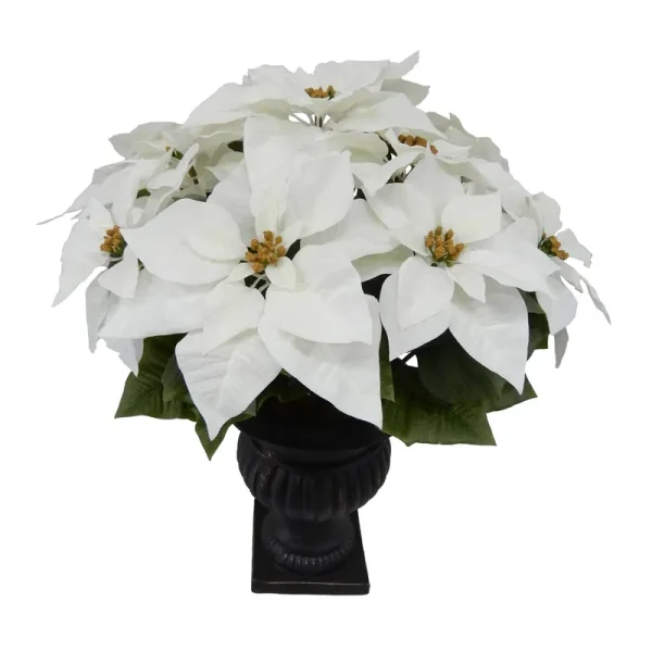 24" Deluxe White Poinsettia Bush in Black Urn by Ashland | Michaels