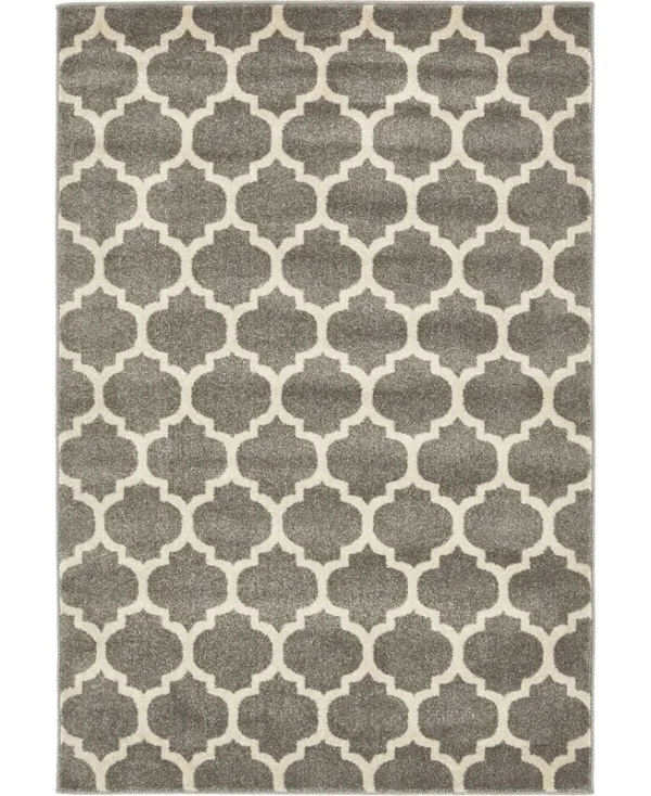 Unique Loom Philadelphia Trellis Area Rug - 4' x 6' Dark Gray